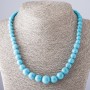 Turquoise Bead Necklace (natural) light blue with veins, enlarged, diameter 6-14 mm, length 44 cm
