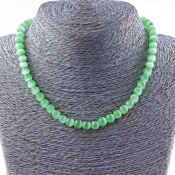 Cat's Eye Bead 8mm Round Green color, 40 cm length