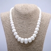 White Agate Beads (faceted) smooth rondelle with size increase from 8×6 to 20×13 mm, length 45 cm+