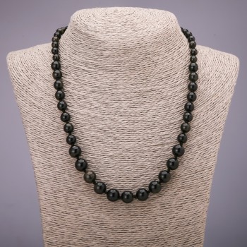 Natural Stone Necklace Sunstone Obsidian Smooth Bead Ball 6-10mm Diameter, 50cm Length