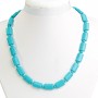Blue Turquoise Beads Rectangular 10×15mm and Round Bead Between Them, Length 49cm