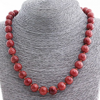 Aventurine Beads (Synthetic) "Golden Sand" 12mm Round Bead Necklace, 50cm+