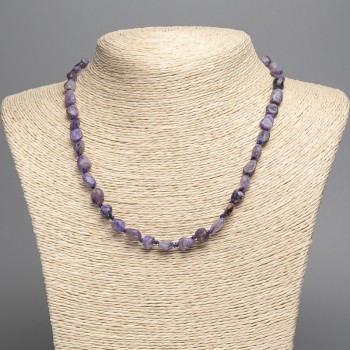 Charoite Bead Necklace Natural Stone Tumbled, 10x7mm ±, Length 49cm ±