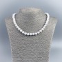 White Agate Beads Necklace (pressed) Smooth Balls, 8mm diameter, 45cm length