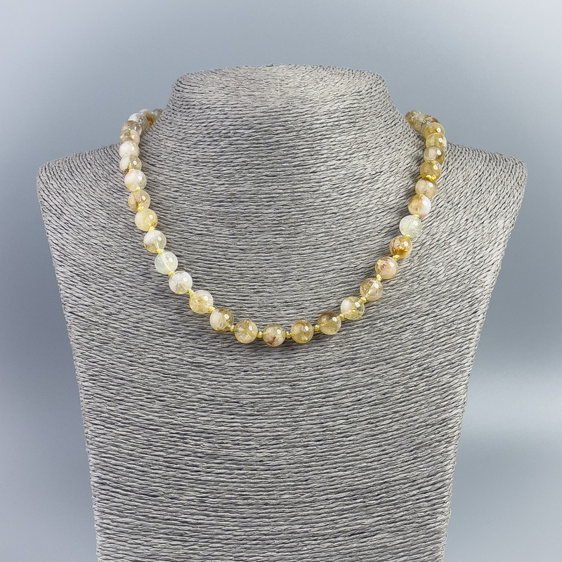 Necklace made of natural citrine, smooth round beads, diameter 8.5mm, length 48 cm
