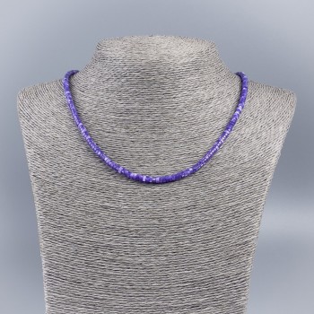 Choker Necklace Made of Natural Pearl (Toned) Dark Lavender Smooth Rondelle, 4x2 mm, length 48 cm
