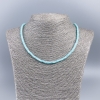 Necklace-choker of natural mother-of-pearl (tinted) azure smooth rondelle, diameter 4x2 mm, length 48 cm