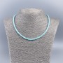 Necklace-choker of natural mother-of-pearl (tinted) azure smooth rondelle, diameter 4x2 mm, length 48 cm