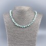 Necklace made of natural mother-of-pearl (blue-tinted) round faceted beads, 8mm diameter, length 48cm