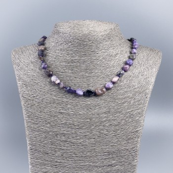 Charoite Beads Necklace, tumbled, 10x12 mm diameter, length 48 cm