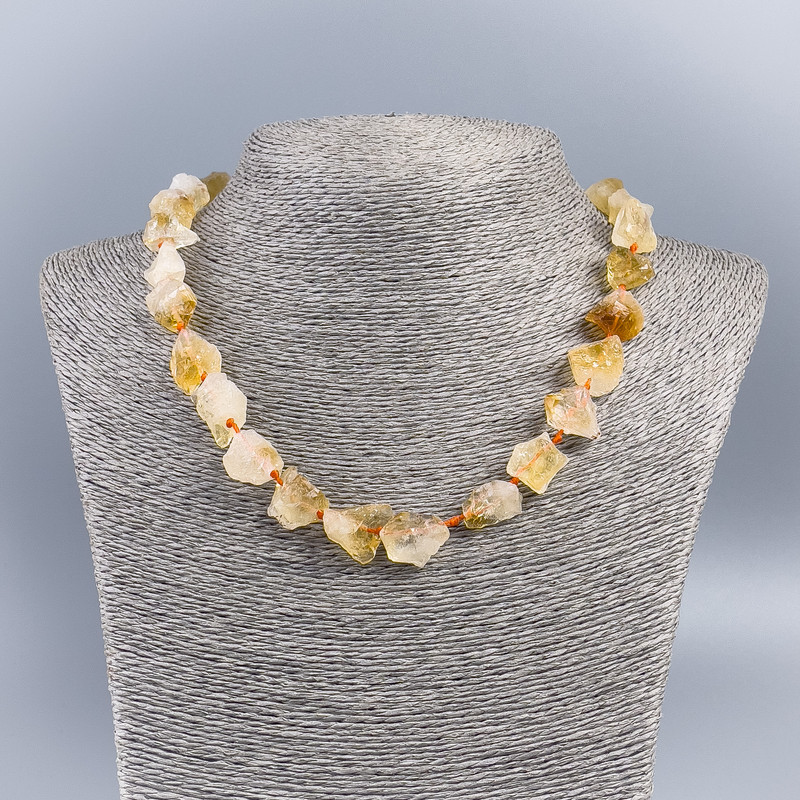 Unprocessed Citrine Necklace, natural nugget, diameter 12×15 mm±, length 45 cm±