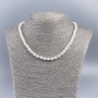 Necklace of natural white mother-of-pearl rondelle barrel beads, diameter 6x6mm±, length 48cm±