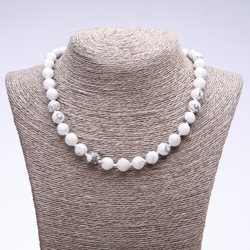 Chalcedony Necklace with Faceted Round Beads, 10mm Diameter, 45cm Length