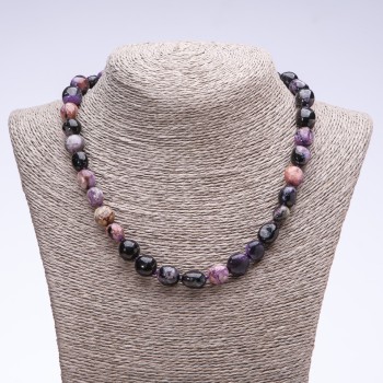 Charoite Bead Necklace, faceted, 10 mm diameter, 45 cm length
