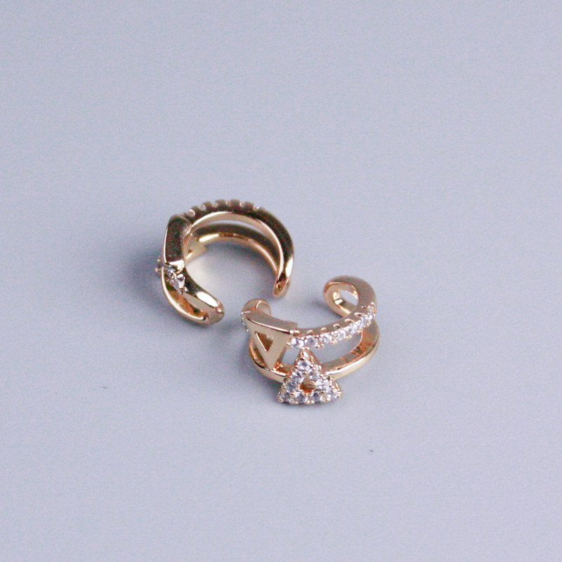 Double Cup Xuping 18K Gold Plated with White Crystals Triangle 10x5mm +