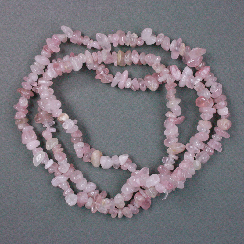 Beads on Thread Pink Quartz Chip, 9x5mm, thread length 80cm