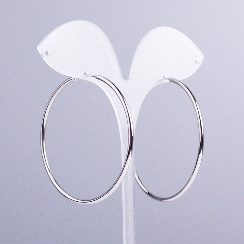 Xuping Hoop Earrings Rhodium, 2mm+-, diameter 53mm+