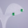 Earrings 'Stud' Xuping Rhodium with green stone 5x5mm Square +-, length 16mm+