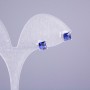 Earrings Stud Xuping Rhodium with Blue Stone 5x5mm Square +-, length 16mm+