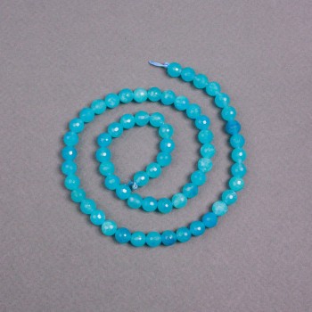 Aquamarine Beads on Thread Natural Stone, Faceted Round Bead 6mm ±, Length 38cm ±