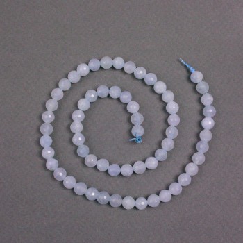 Aquamarine Beads on Thread Natural Stone Faceted Round 6.5 mm, Length 38 cm