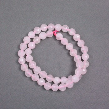 Beads on Thread Pink Quartz Natural Stone Faceted Round Beads, diameter 8mm±, length 38cm±