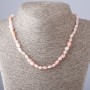 Pink Opal Natural Stone Necklace, Tumbled, 45cm Length, 4-8mm Diameter