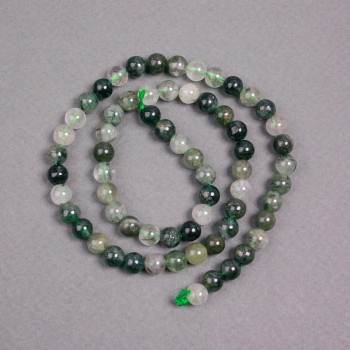 Beads on Thread Rutilated Quartz Natural Stone Smooth Round 8mm ±, length 39cm ±