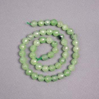 Prehnite Beads on Thread - Natural Stone Briolette Bead, 8 mm diameter, 39 cm length