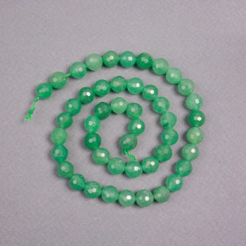 Jade Beads on Thread Natural Jade Gemstone Faceted Sphere, diameter 8mm±, thread length 39cm±
