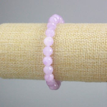Kunzite Bead Bracelet 8.5 mm Faceted Round, Stretch 18 cm