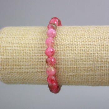Bracelet Multicolored Tourmaline Faceted Bead, 8mm±, length 18cm± (stretch)