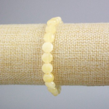 Bracelet Citrine Faceted Coin, 8.5 mm diameter, 18 cm length (stretch)