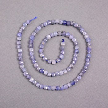 Iolite Beads on Thread Natural Stone Faceted Cube, 4x4mm diameter, length 39cm