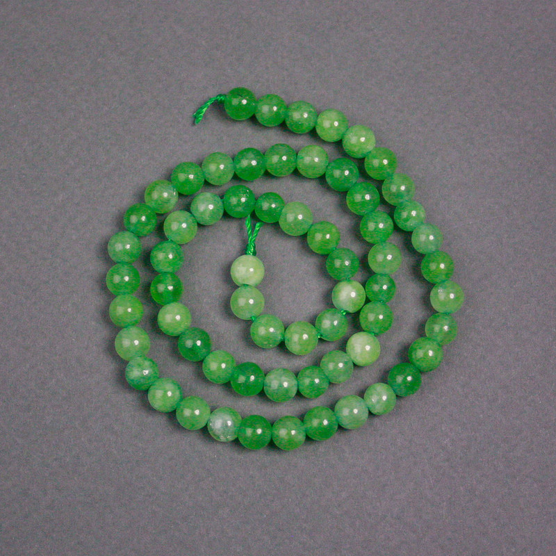 Jade Beads on String Smooth Round 6.5mm, length 39cm