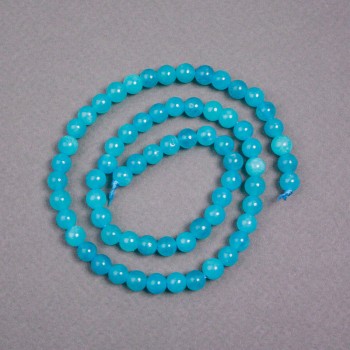 Aquamarine Beads on Thread Natural Stone Smooth Round Bead, diameter 6mm±, length 39cm±