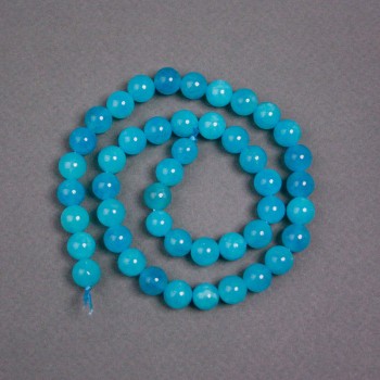 Aquamarine Beads on Thread Natural Stone Smooth Round Bead, diameter 8.5mm ±, thread length 38cm ±