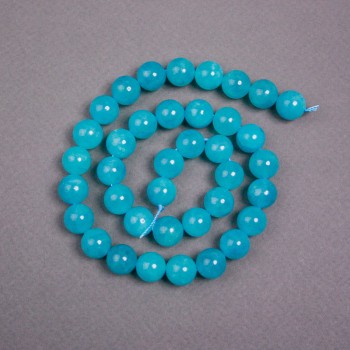 Aquamarine Beads on Thread Natural Stone Smooth Bead, diameter 10mm±, thread length 39cm±