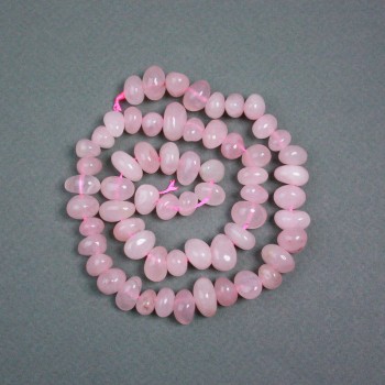 Beads on Thread Pink Quartz natural stone ogive beads, diameter 10x7mm+-, thread length 40cm+-
