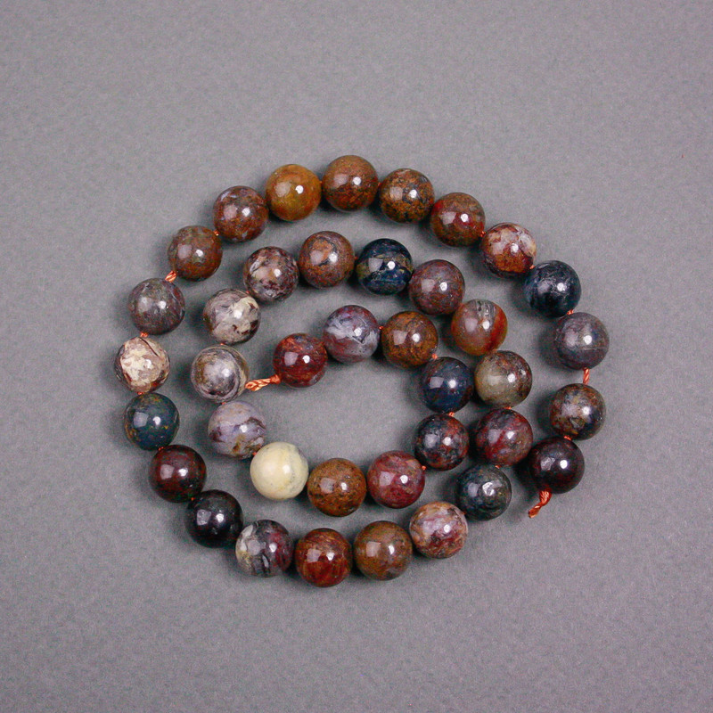 Petersite Beads onThread Natural Stone Smooth Sphere 10mm Dia. ±, Length 38cm ±