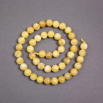 Beads on thread Yellow Jadeite smooth ball, diameter 8.5mm±, thread length 40cm±