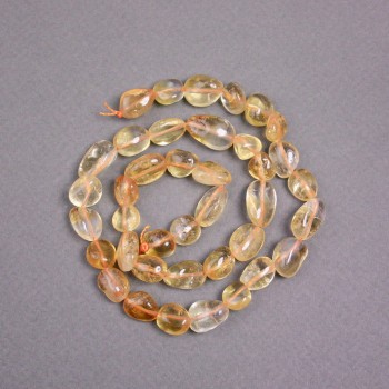 Citrine Beads on String, Natural Stone, Waffle Cut, 12x9 mm, approx. 40 cm length