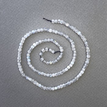 Labadorite Beads on Thread - Natural Stone Cubes, 2.5x2.5 mm, 40 cm length