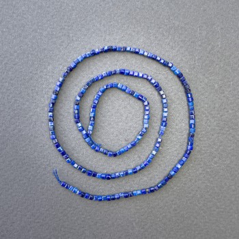 Lapis Lazuli Beads on Thread Natural Stone Cube 2x2mm, length 39cm
