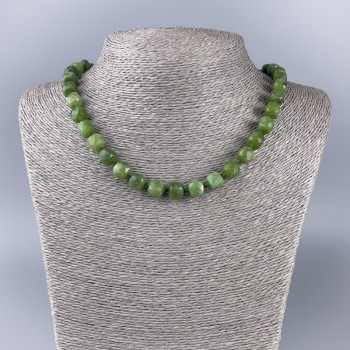 Canadian Jadeite Necklace, natural faceted cube gemstone, diameter 9x9mm ±, length 50cm ±