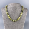 Necklace of Yellow Jadeite with Chunky Beads, Garnet-like Cubes, Stone Diameter 9x9mm, Length 50cm