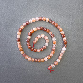 Carnelian Beads natural gemstone faceted cube, 5x5mm diameter, length 38cm on thread
