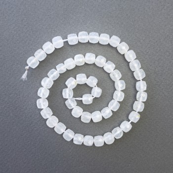 Beads Mountain Crystal Natural Stone Faceted Cube Bead, 7x7mm diameter, 37cm length on thread