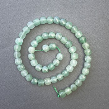 Jade Beads Natural Stone Faceted Cubes, 7x7mm diameter, 39cm length on thread