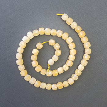 Citrine Beads - Garnet-cut natural stone cube beads, diameter 7x7mm ±, thread length 39cm ±
